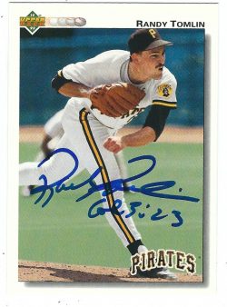 Autographed RANDY TOMLIN 1992 UPPER DECK Card