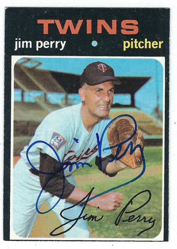 Autographed JIM PERRY Minnesota Twins 1971 Topps Card