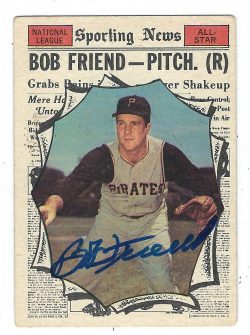 Autographed BOB FRIEND 1961 Topps Card