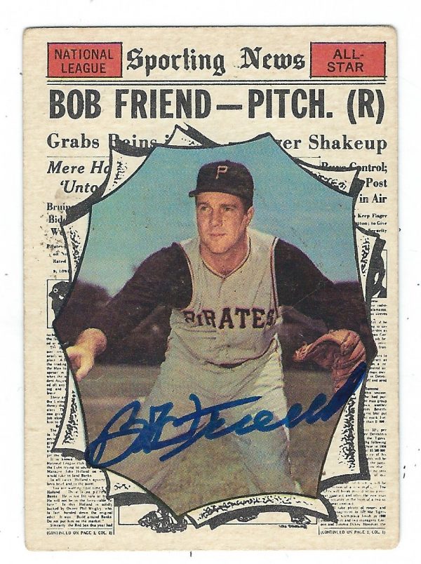 Autographed BOB FRIEND 1961 Topps Card