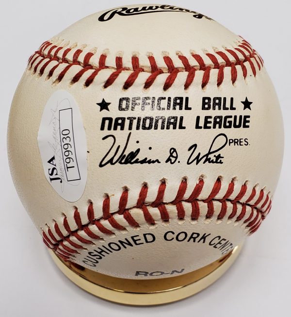 Autographed EDDIE SAWYER Rawlings Official National League Baseball  JSA - Image 2