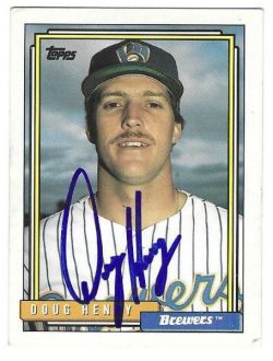 Autographed DOUG HENRY Milwaukee Brewers 1992 Topps Card