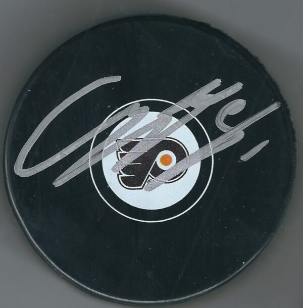 Autographed CONOR TWARYNSKI Philadelphia Flyers Hockey Puck