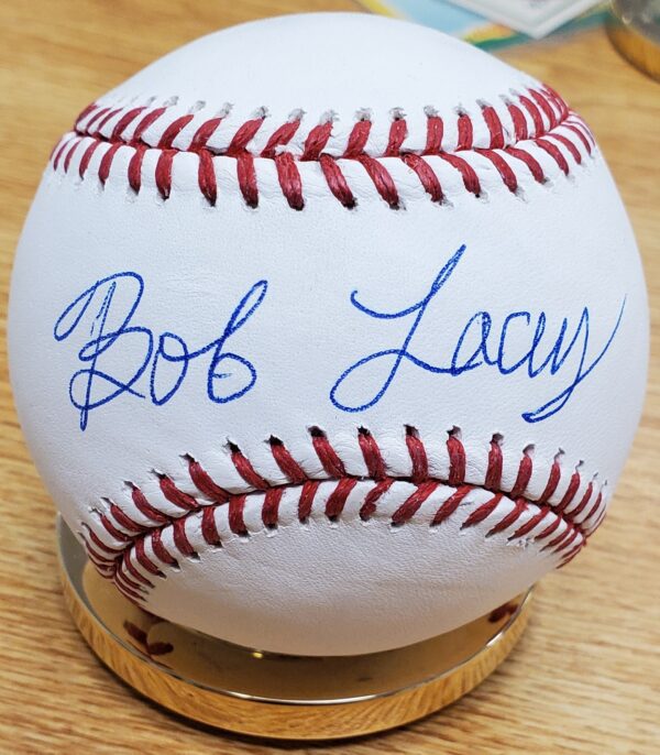 Autographed BOB LACEY Rawlings Official Major League Baseball