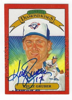 Autographed  KELLY GRUBER 1990 Donruss Diamond King