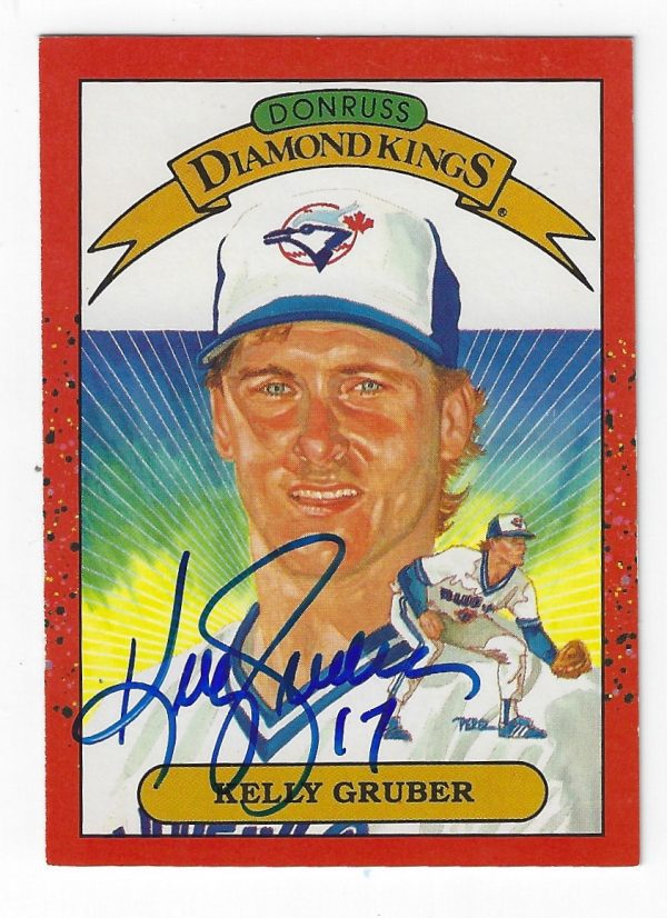 Autographed  KELLY GRUBER 1990 Donruss Diamond King