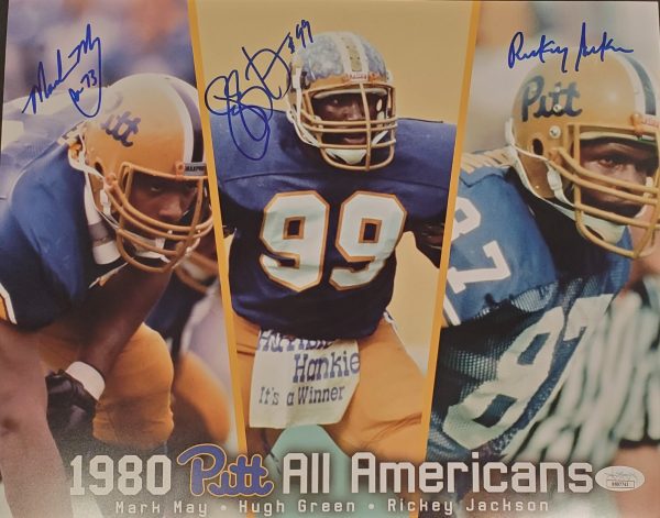 Autographed Mark May, Hugh Green & Rickey Jackson 11x14 University of Pittsburgh Photo JSA