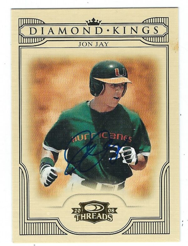 Autographed JON JAY 2008 Donruss Threads Diamond King