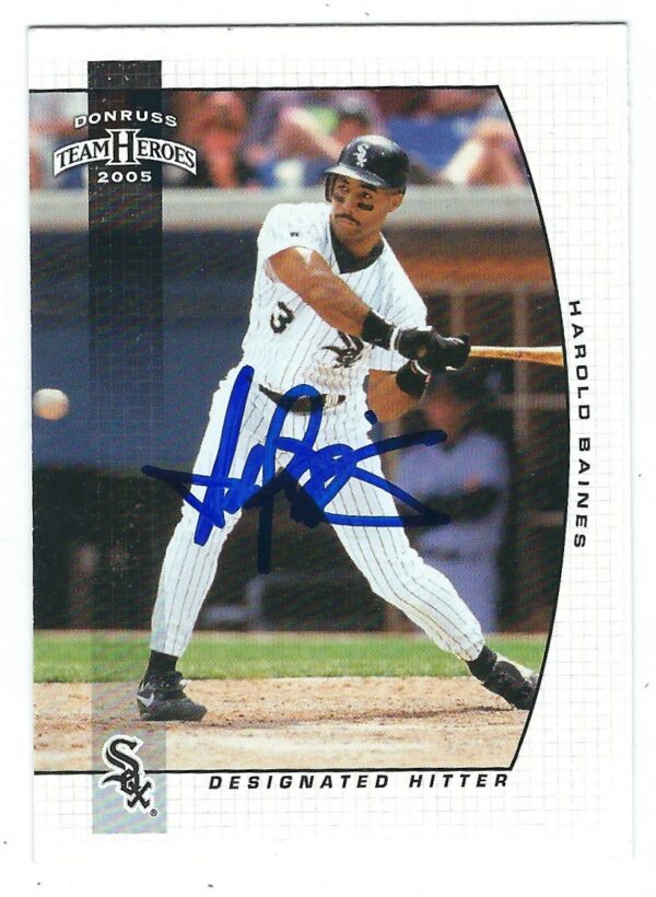 Autographed  HAROLD BAINES 2005 Donruss Team Heroes Card