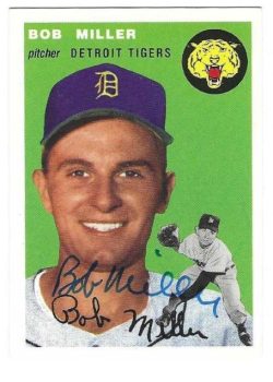 Autographed BOB MILLER Detroit Tigers 1954 Topps Archives card