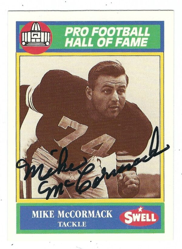 Autographed MIKE MCCORMACK 1990 Swell Football Card