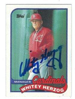 Autographed WHITEY HERZOG 1989 Topps Card