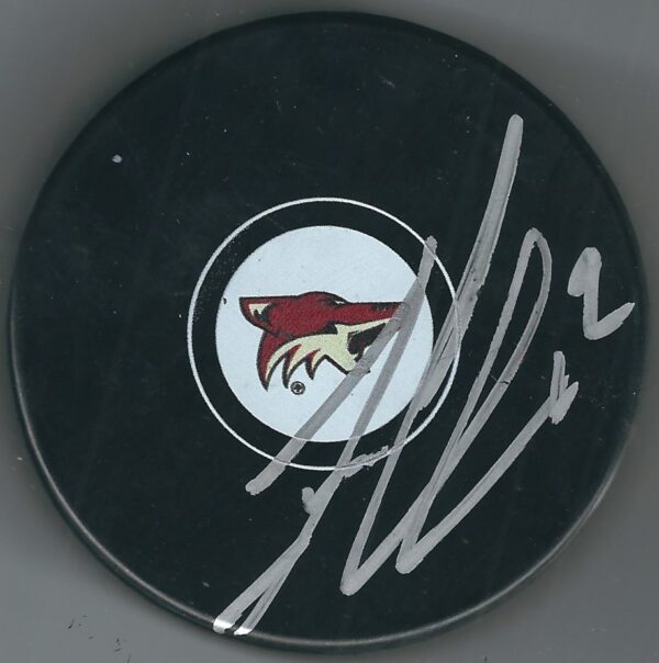 Autographed LUKE SCHENN Arizona Coyotes Hockey Puck