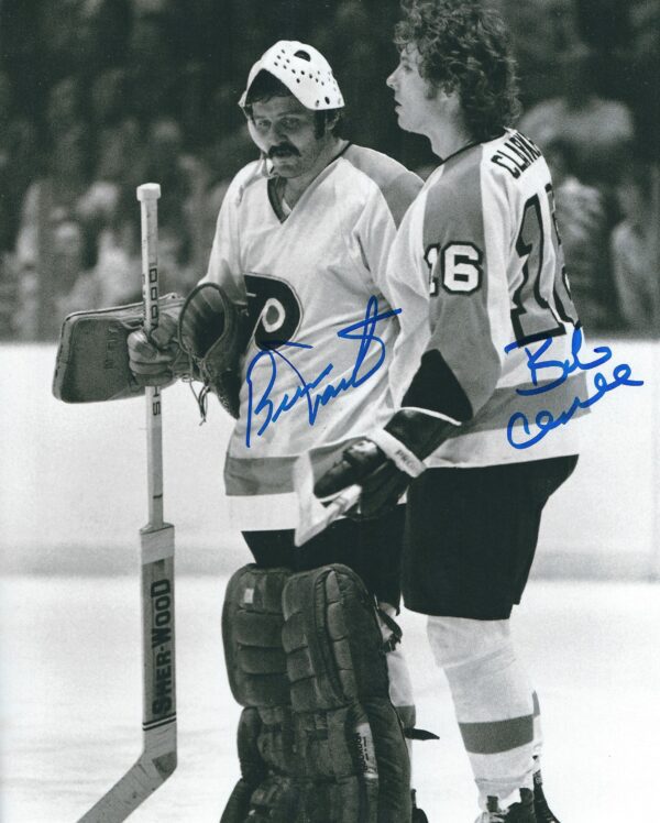 Autographed BOBBY CLARKE & BERNIE PARENT 8X10 Philadelphia Flyers Photo