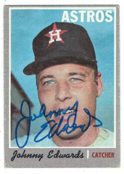 Autographed JOHNNY EDWARDS Houston Astros 1970 Topps Card