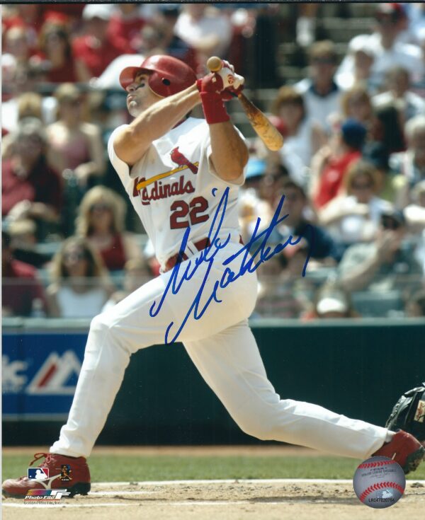 AUTOGRAPHED MIKE MATHENY 8X10 St. Louis Cardinals photo