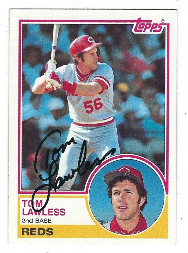 Autographed TOM LAWLESS 1983 Topps Card