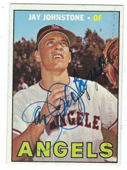 Autographed JAY JOHNSTONE California Angels 1967 Topps card