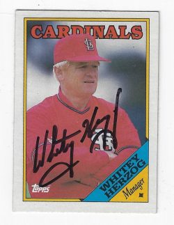 Autographed WHITEY HERZOG 1988 Topps Card