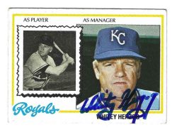 Autographed WHITEY HERZOG Kansas City Royals1978 Topps Card