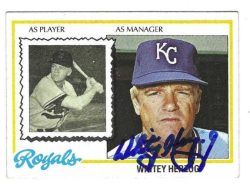 Autographed WHITEY HERZOG Kansas City Royals1978 Topps Card