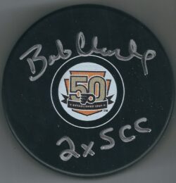 Autographed BOBBY CLARKE Philadelphia Flyers 50th Anniversary Hockey Puck