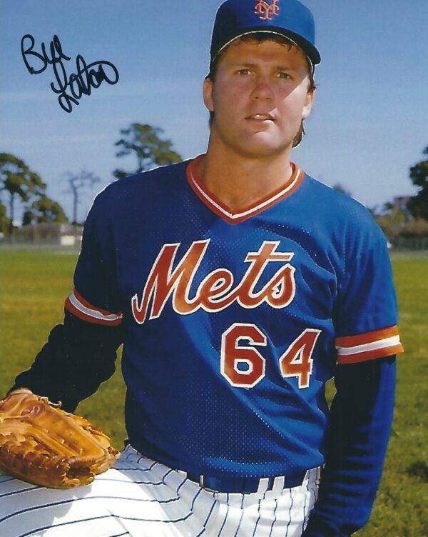 AUTOGRAPHED BILL LATHAM 8x10 New York Mets Photo