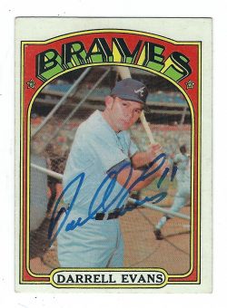 Autographed DARRELL EVANS 1972 Topps Card