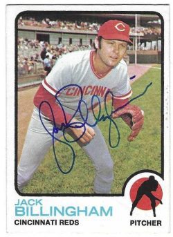 Autographed JACK BILLINGHAM Cincinnati Reds 1973 Topps Card