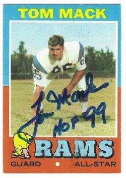 Autographed 1971 Topps Tom Mack Los Angeles Rams card #94