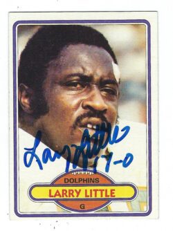 Autographed LARRY LITTLE Miami Dolphins 1980 Topps Card #406