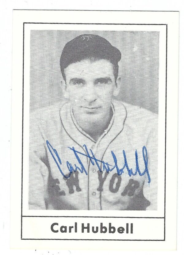 Autographed CARL HUBBELL New York Giants 1978 Grand Slam Card
