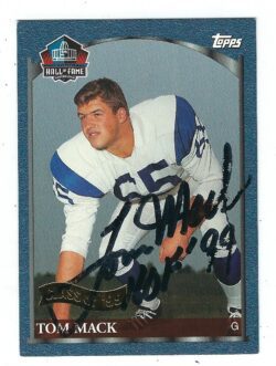 Autographed 1999 Topps Tom Mack Los Angeles  Rams card #HOF-4