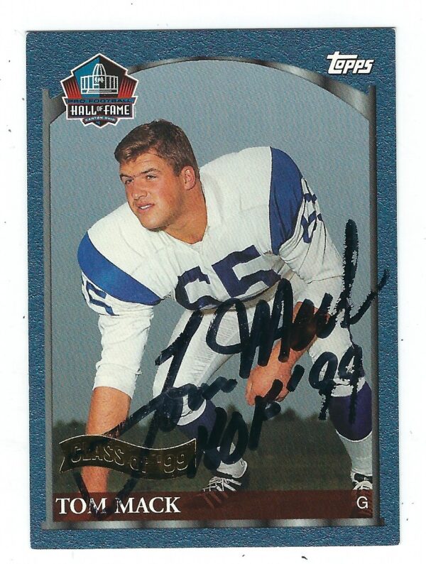 Autographed 1999 Topps Tom Mack Los Angeles  Rams card #HOF-4