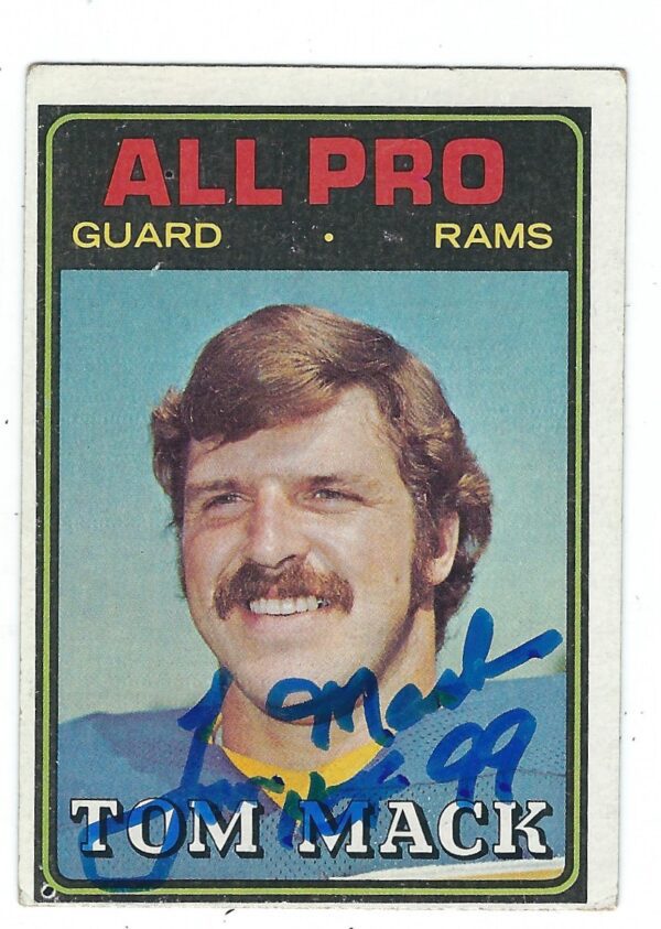Autographed 1974 Topps Tom Mack Los Angeles Rams card #126