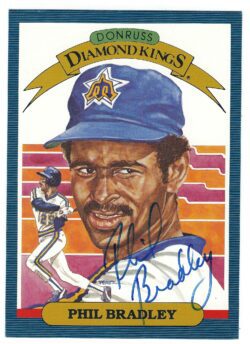 Autographed PHIL BRADLEY 1986 Donruss 5x7 Diamond King