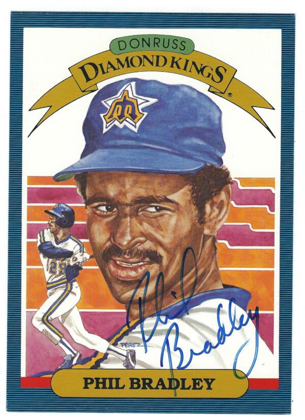 Autographed PHIL BRADLEY 1986 Donruss 5x7 Diamond King
