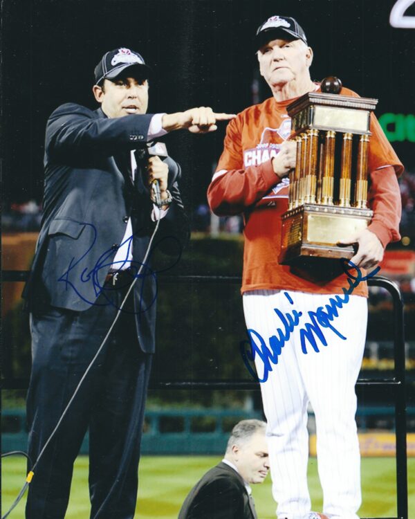 AUTOGRAPHED RUBEN AMARO & CHARLIE MANUEL 8X10 Philadelphia Phillies Photo