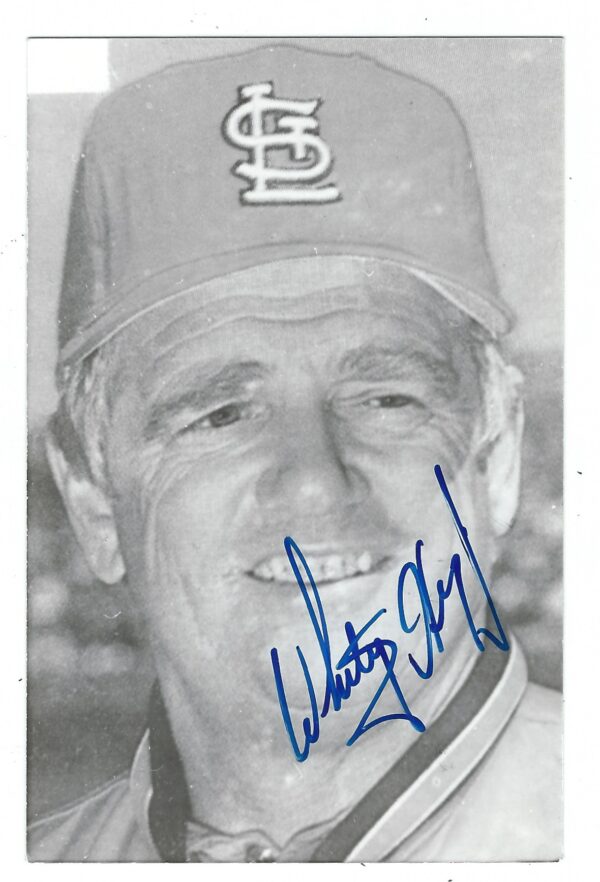 Autographed WHITEY HERZOG St. Louis Cardinals BxW Rowe Post Card