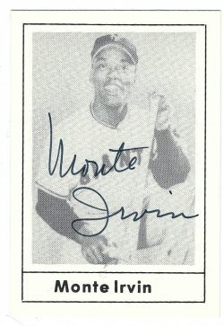 Autographed MONTE IRVIN New York Giants 1978 Grand Slam Card