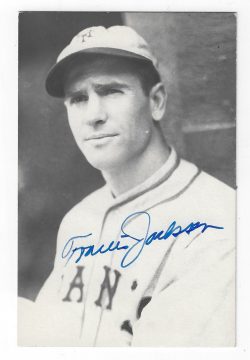 Autographed TRAVIS JACKSON New York Giants BxW Rowe Post Card