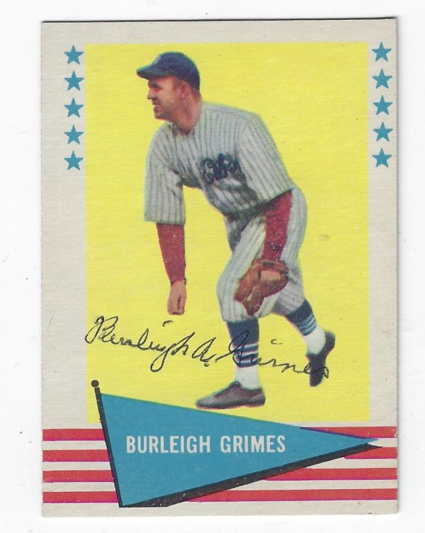 Autographed BURLEIGH GRIMES Brooklyn Dodgers 1961 Fleer Card