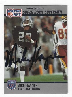MIKE HAYNES  Autographed 1990 Pro Set SB Superman Oakland Raiders Card