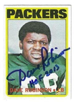 Autographed Dave Robinson Green Bay Packers 1972 Topps Card