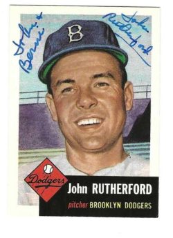 Autographed JOHN RUTHERFORD Brooklyn Dodgers 1953 Topps Archives Card