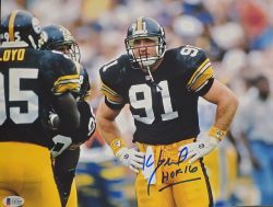 Autographed Kevin Greene Pittsburgh Steelers Football 11x14 Photo - Beckett COA