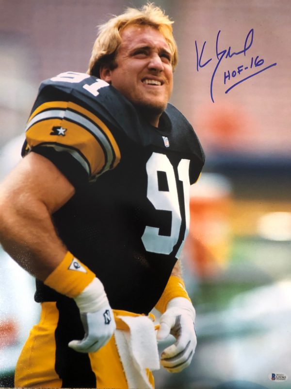 Autographed Kevin Greene Pittsburgh Steelers Football 11x14 Photo - Beckett COA