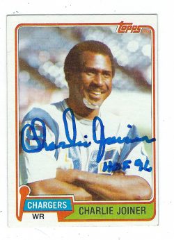 CHARLIE JOINER  Autographed 1981 Topps Card