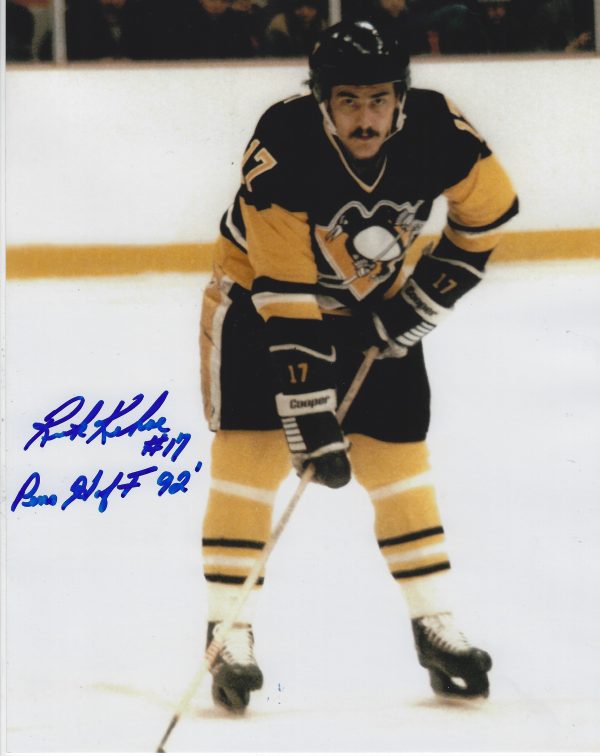 Autographed RICK KEHOE "Pens HOF 92" 8X10 Pittsburgh Penguins Photo
