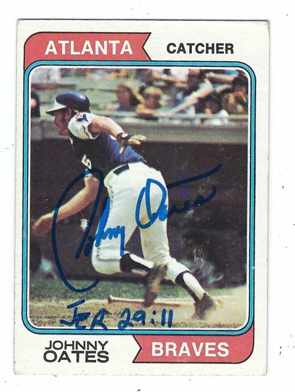 Autographed JOHNNY OATES 1974 Topps Card